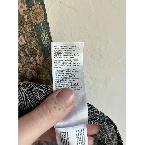 Desigual Mixed Print Boho Button Up Top XS Semi Sheer Patchwork Bohemian Luxury - Picture 7 of 7